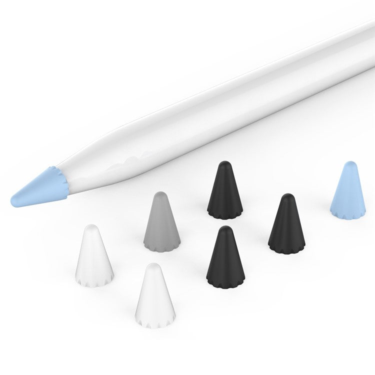 AHASTYLE PT107 8Pcs for Apple Pencil (2nd Generation) / (1st Generation) Pen Tip Cover Stylus Pen Nib Silicone Sleeve - White / Black / Grey / Blue Mix