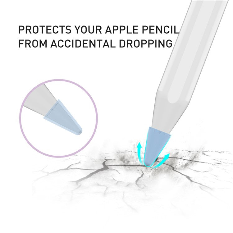 AHASTYLE PT107 8Pcs for Apple Pencil (2nd Generation) / (1st Generation) Pen Tip Cover Stylus Pen Nib Silicone Sleeve - White / Black / Grey / Blue Mix
