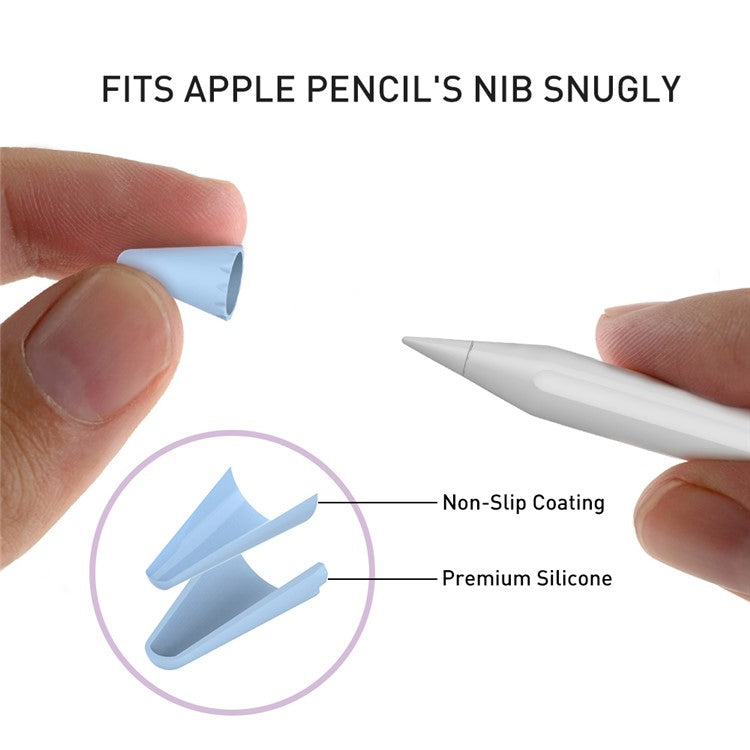 AHASTYLE PT107 8Pcs for Apple Pencil (2nd Generation) / (1st Generation) Pen Tip Cover Stylus Pen Nib Silicone Sleeve - White / Black / Grey / Blue Mix