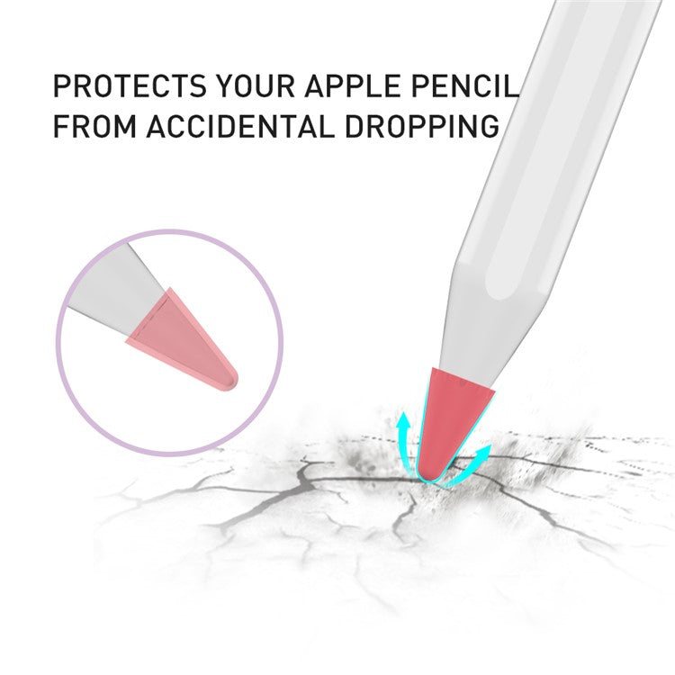 AHASTYLE PT107 8Pcs for Apple Pencil (2nd Generation) / (1st Generation) Pen Tip Cover Stylus Pen Nib Silicone Sleeve - Purple / Red / Green / Orange Mix