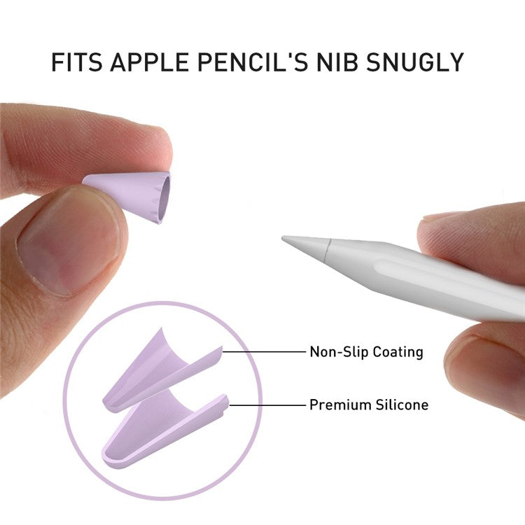 AHASTYLE PT107 8Pcs for Apple Pencil (2nd Generation) / (1st Generation) Pen Tip Cover Stylus Pen Nib Silicone Sleeve - Purple / Red / Green / Orange Mix