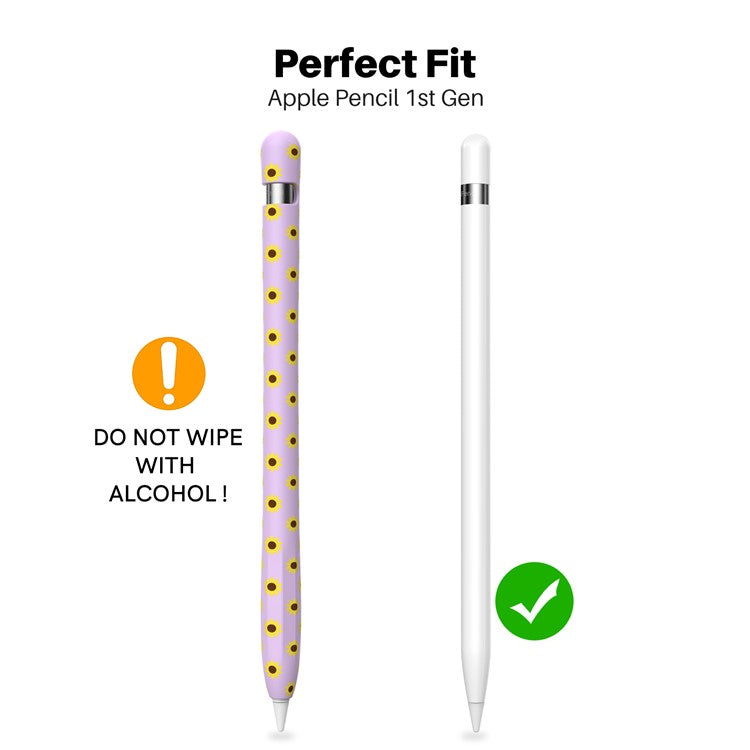AHASTYLE PT93SF Protective Sleeve for Apple Pencil (1st Generation), Skin-touch Sunflower Pattern Silicone Case Cover - Light Purple