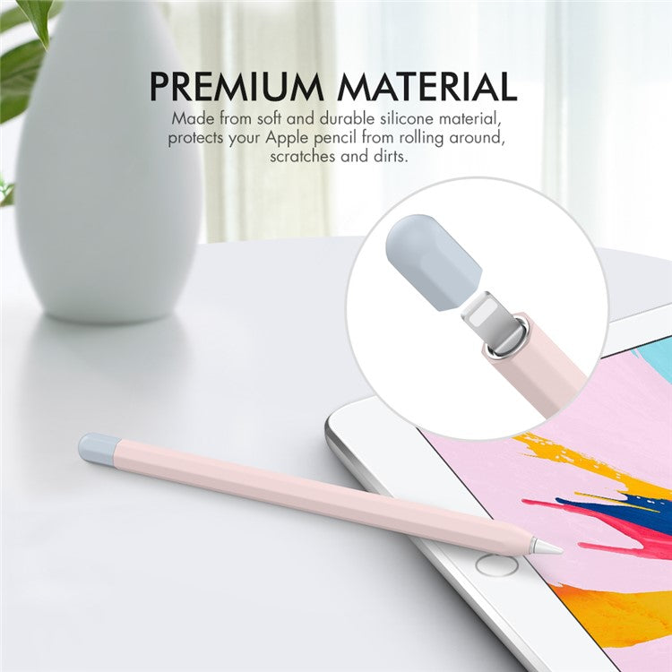 AHASTYLE PT94 Silicone Case for Apple Pencil (1st Generation), Stylus Pen Sleeve Contrast Color Protective Cover - Pink / Baby Blue