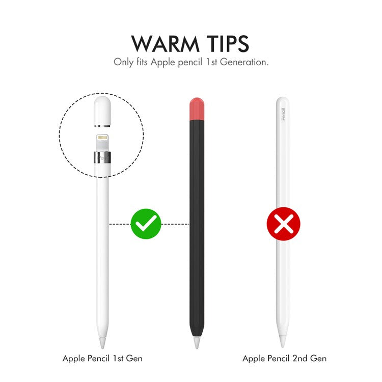 AHASTYLE PT94 Silicone Case for Apple Pencil (1st Generation), Stylus Pen Sleeve Contrast Color Protective Cover - Black / Red