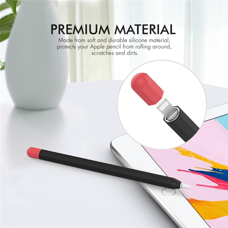 AHASTYLE PT94 Silicone Case for Apple Pencil (1st Generation), Stylus Pen Sleeve Contrast Color Protective Cover - Black / Red
