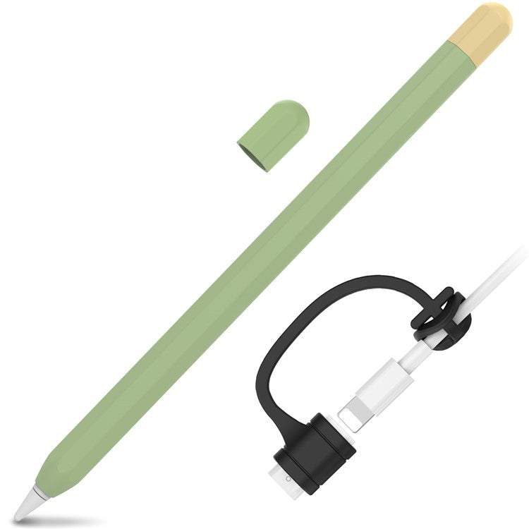 AHASTYLE PT94 Silicone Case for Apple Pencil (1st Generation), Stylus Pen Sleeve Contrast Color Protective Cover - Avocado Green / Yellow