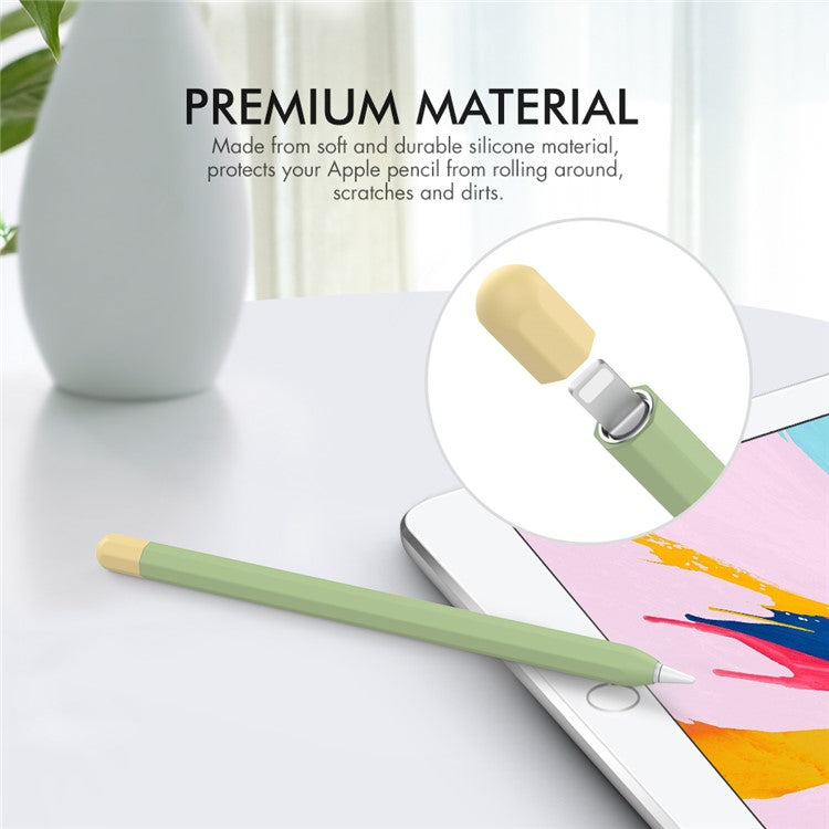 AHASTYLE PT94 Silicone Case for Apple Pencil (1st Generation), Stylus Pen Sleeve Contrast Color Protective Cover - Avocado Green / Yellow