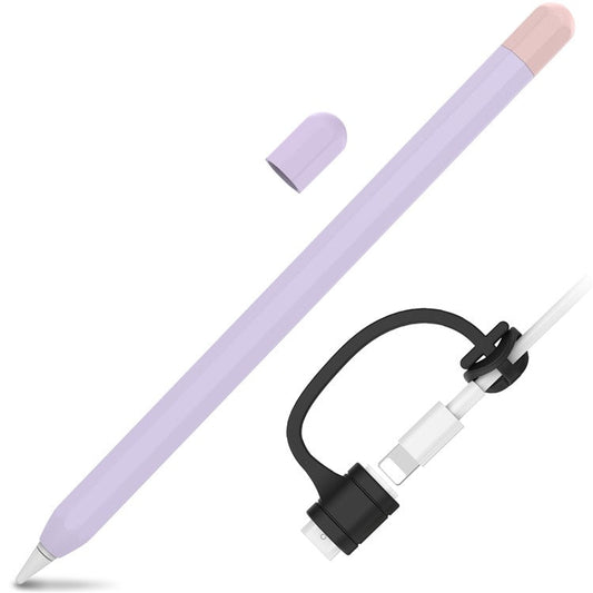 AHASTYLE PT94 Silicone Case for Apple Pencil (1st Generation), Stylus Pen Sleeve Contrast Color Protective Cover - Purple / Pink