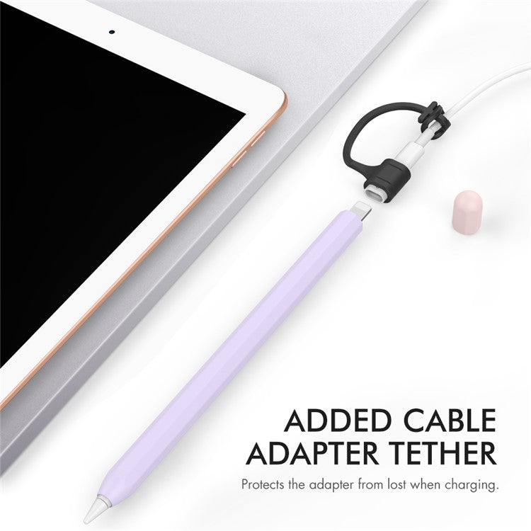 AHASTYLE PT94 Silicone Case for Apple Pencil (1st Generation), Stylus Pen Sleeve Contrast Color Protective Cover - Purple / Pink