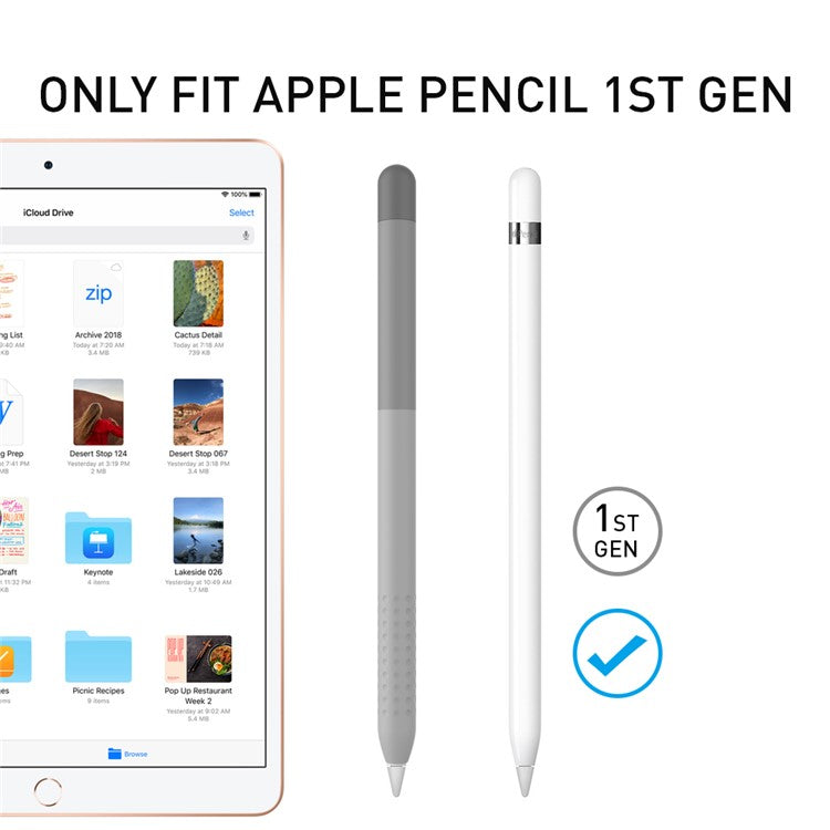 AHASTYLE PT102-1 Silicone Case for Apple Pencil (1st Generation) , Gradient Color Anti-slip Ultra Thin Stylus Pen Cover - Grey