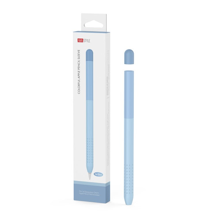 AHASTYLE PT102-1 Silicone Case for Apple Pencil (1st Generation), Gradient Color Anti-slip Ultra Thin Stylus Pen Cover - Blue