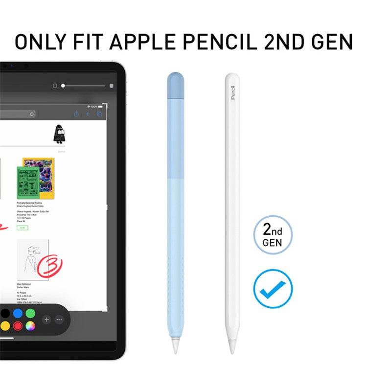 AHASTYLE PT102-2 Silicone Sleeve for Apple Pencil (2nd Generation), Gradient Color Ultra Thin Stylus Pen Case Skin Cover - Gradient Blue