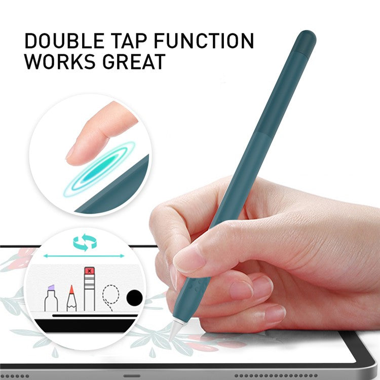 AHASTYLE PT102-2 Silicone Sleeve for Apple Pencil (2nd Generation) Gradient Color Ultra Thin Skin Cover - Gradient Blackish Green