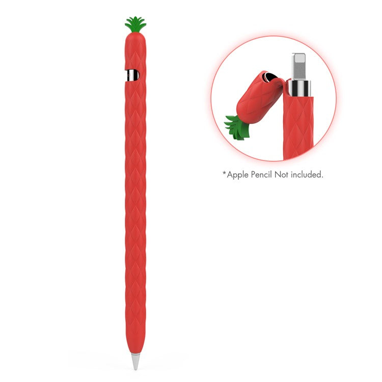 AHASTYLE PT106-1 for Apple Pencil (1st Generation) Stylus Pen Protective Sleeve Pineapple Style Pen Silicone Case - Red