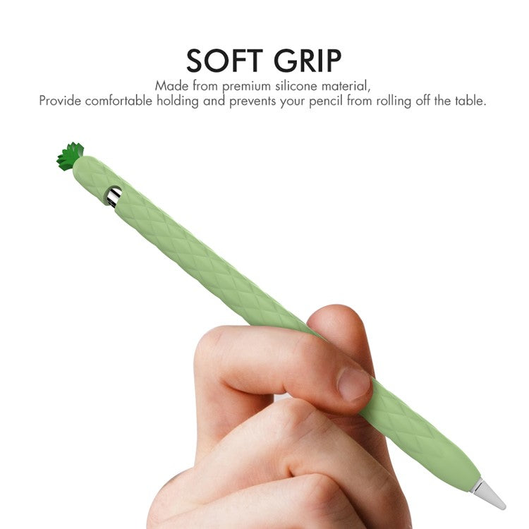 AHASTYLE PT106-1 for Apple Pencil (1st Generation) Stylus Pen Protective Sleeve Pineapple Style Pen Silicone Case - Green