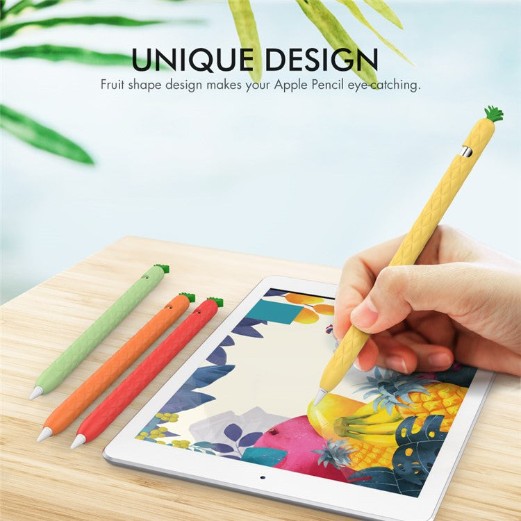 AHASTYLE PT106-1 for Apple Pencil (1st Generation) Stylus Pen Protective Sleeve Pineapple Style Pen Silicone Case - Yellow