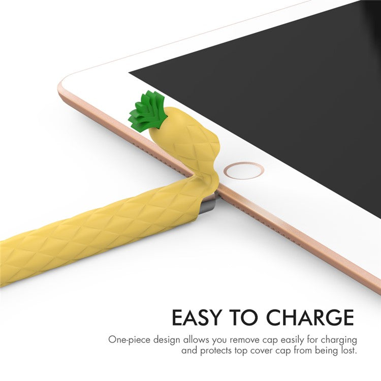 AHASTYLE PT106-1 for Apple Pencil (1st Generation) Stylus Pen Protective Sleeve Pineapple Style Pen Silicone Case - Yellow
