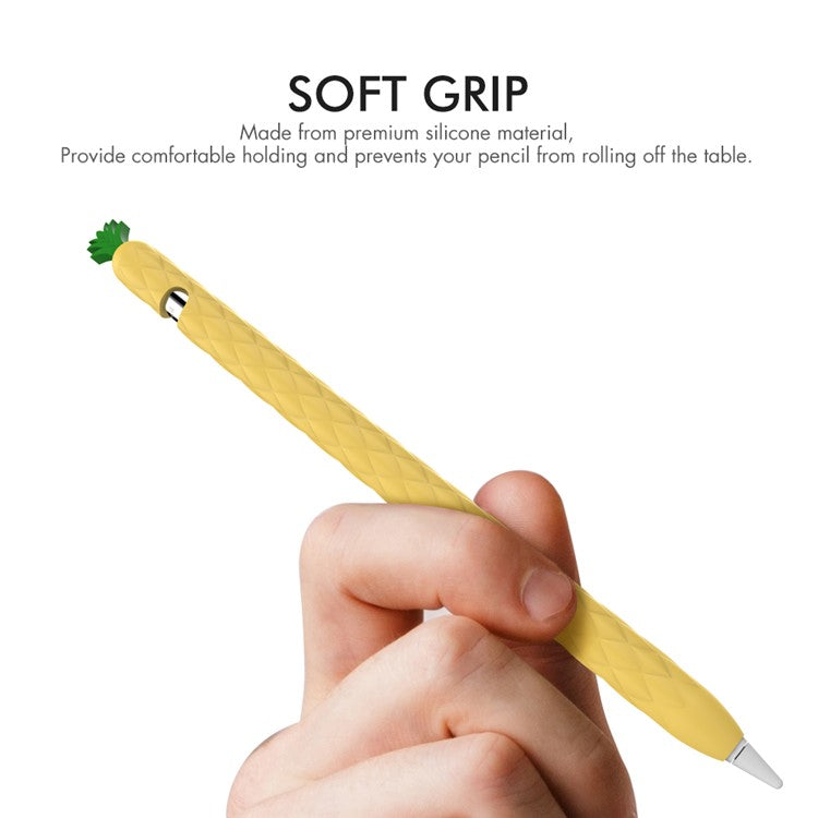 AHASTYLE PT106-1 for Apple Pencil (1st Generation) Stylus Pen Protective Sleeve Pineapple Style Pen Silicone Case - Yellow