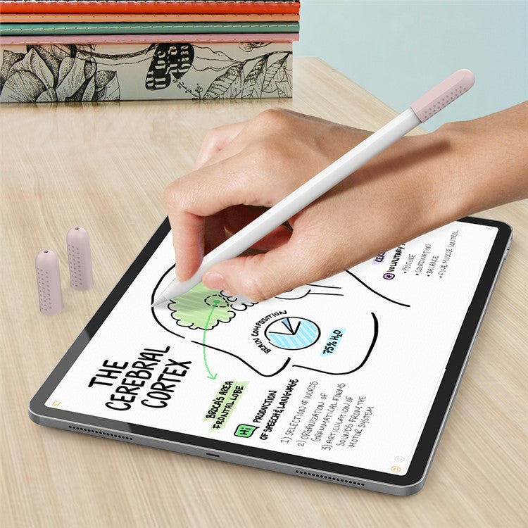 AHASTYLE PT92 For Apple Pencil 2nd / 1st Generation 3Pcs Capacitive Stylus Nib Sleeve Silicone Protective Cover - Pink