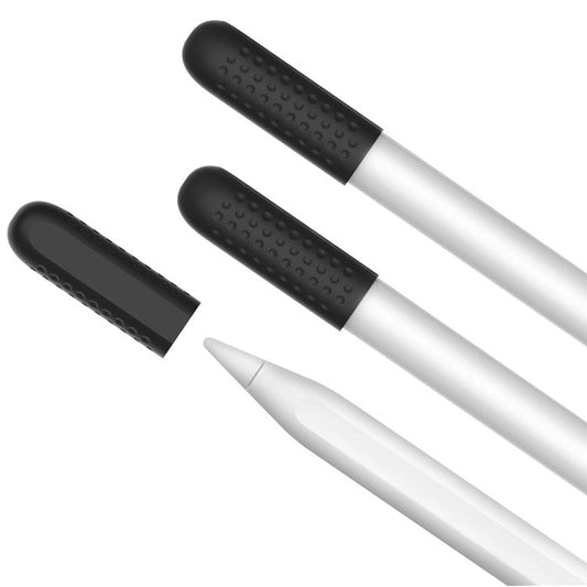 AHASTYLE PT92 For Apple Pencil 2nd / 1st Generation 3Pcs Capacitive Stylus Nib Sleeve Silicone Protective Cover - Black