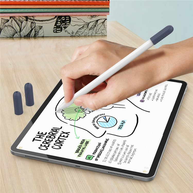 AHASTYLE PT92 For Apple Pencil 2nd / 1st Generation 3Pcs Capacitive Stylus Nib Sleeve Silicone Protective Cover - Midnight Blue
