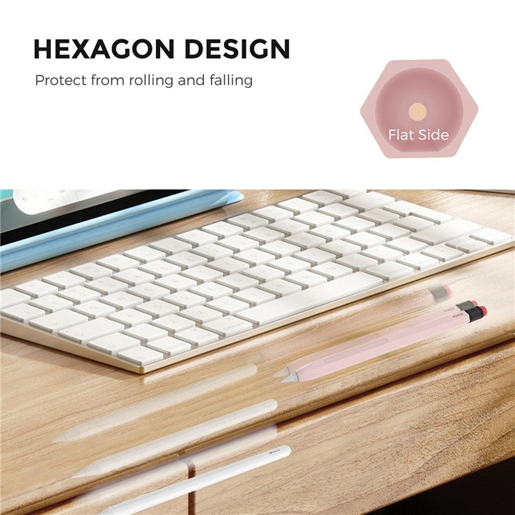 AHASTYLE PT180-2 For Apple Pencil Pro / Pencil (2nd Generation) Retro Silicone Protective Sleeve Capacitive Stylus Pen Anti-Drop Cover - Pink