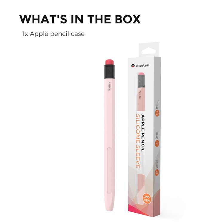 AHASTYLE PT180-2 For Apple Pencil Pro / Pencil (2nd Generation) Retro Silicone Protective Sleeve Capacitive Stylus Pen Anti-Drop Cover - Pink