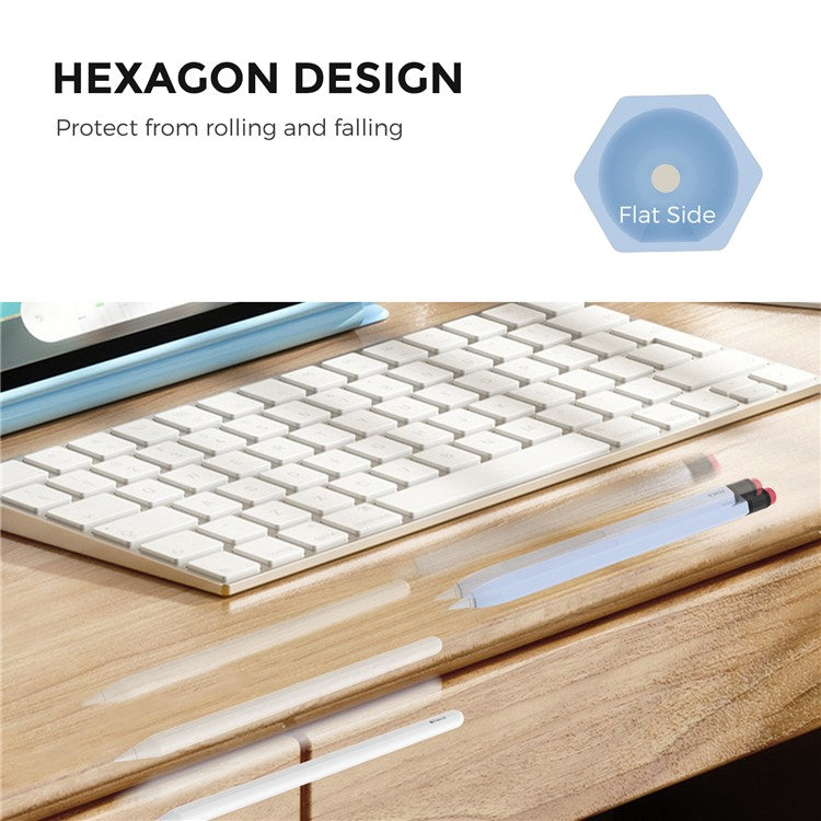 AHASTYLE PT180-2 For Apple Pencil Pro / Pencil (2nd Generation) Retro Silicone Protective Sleeve Capacitive Stylus Pen Anti-Drop Cover - Baby Blue
