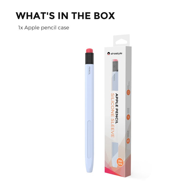 AHASTYLE PT180-2 For Apple Pencil Pro / Pencil (2nd Generation) Retro Silicone Protective Sleeve Capacitive Stylus Pen Anti-Drop Cover - Baby Blue