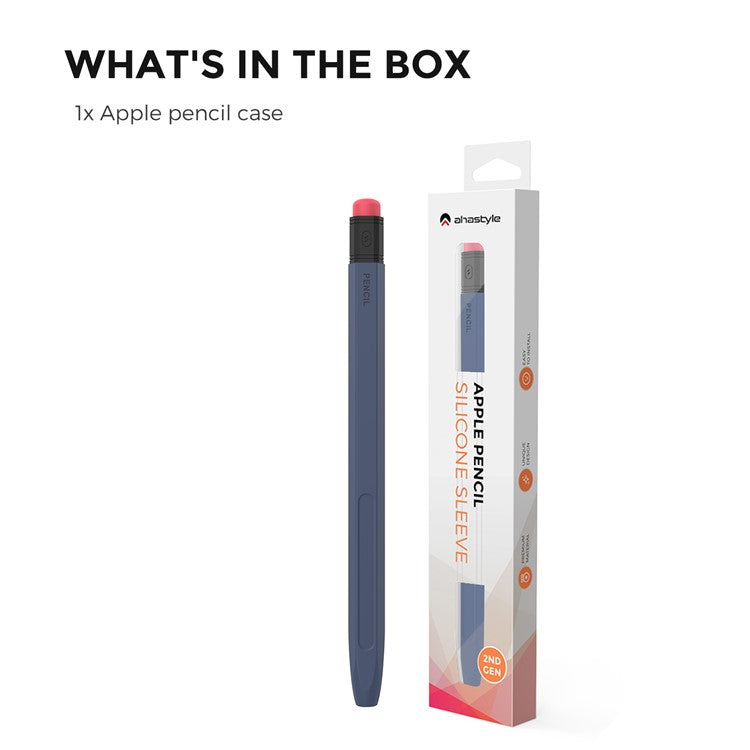 AHASTYLE PT180-2 For Apple Pencil Pro / Pencil (2nd Generation) Retro Silicone Protective Sleeve Capacitive Stylus Pen Anti-Drop Cover - Midnight Blue