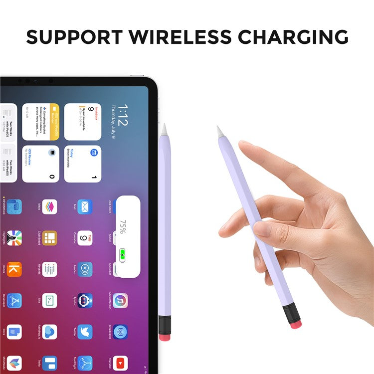 AHASTYLE PT180-2 For Apple Pencil Pro / Pencil (2nd Generation) Retro Silicone Protective Sleeve Capacitive Stylus Pen Anti-Drop Cover - Purple