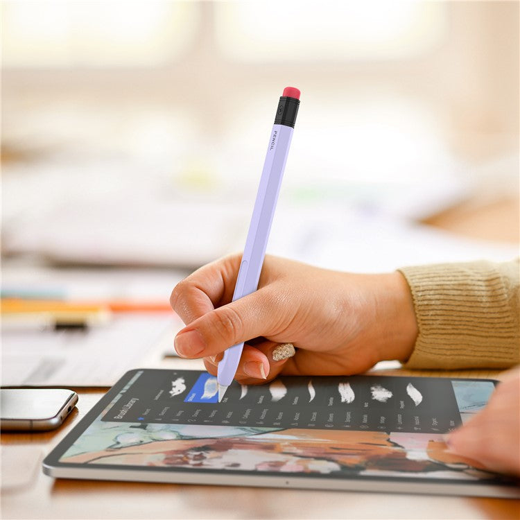 AHASTYLE PT180-2 For Apple Pencil Pro / Pencil (2nd Generation) Retro Silicone Protective Sleeve Capacitive Stylus Pen Anti-Drop Cover - Purple