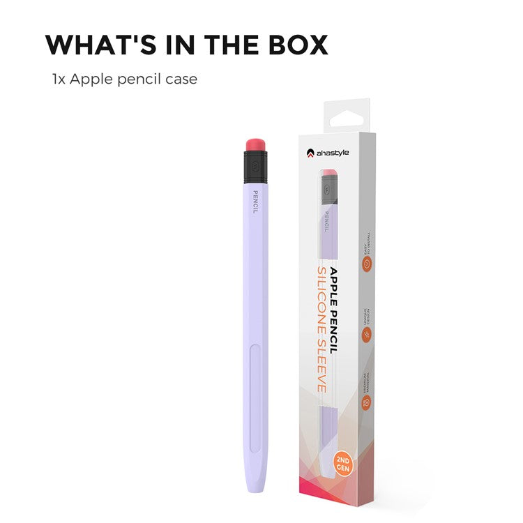 AHASTYLE PT180-2 For Apple Pencil Pro / Pencil (2nd Generation) Retro Silicone Protective Sleeve Capacitive Stylus Pen Anti-Drop Cover - Purple