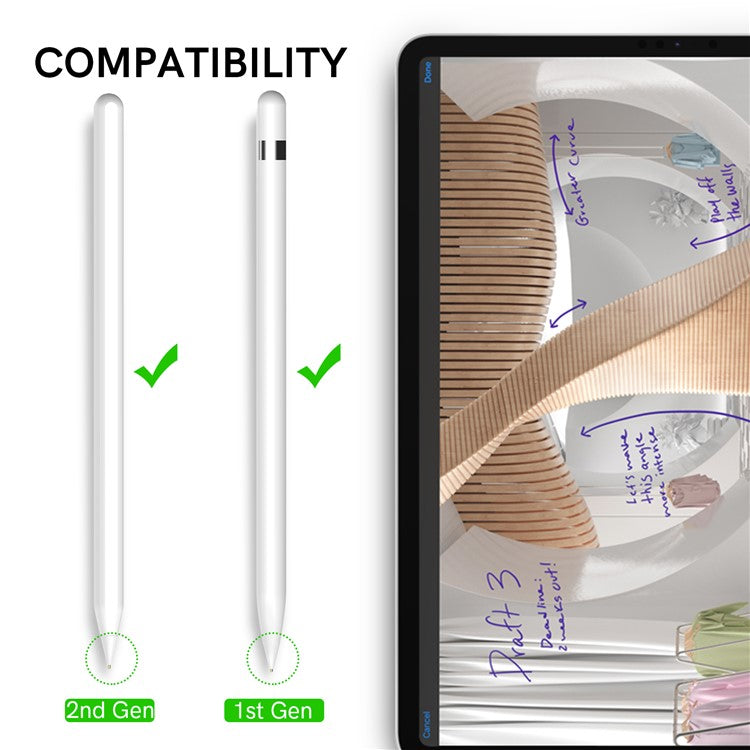 AHASTYLE WG58 For Apple Pencil 2nd / 1st Generation Capacitive Stylus Pen Nib Replacement Touch Screen Pen Tip - White / 4mm Gold Nib