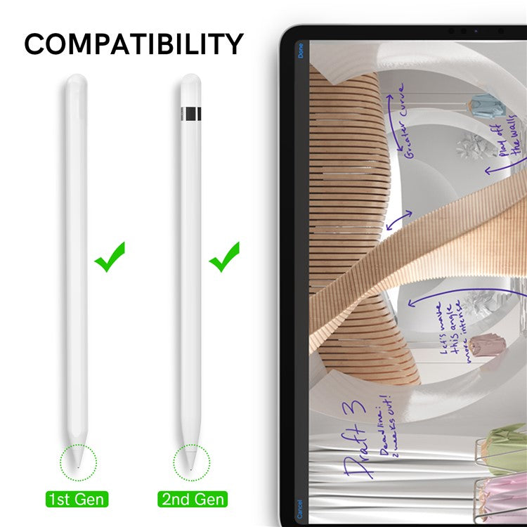 AHASTYLE WG58 For Apple Pencil 2nd / 1st Generation Capacitive Stylus Pen Nib Replacement Touch Screen Pen Tip - White / 3mm Silver Nib