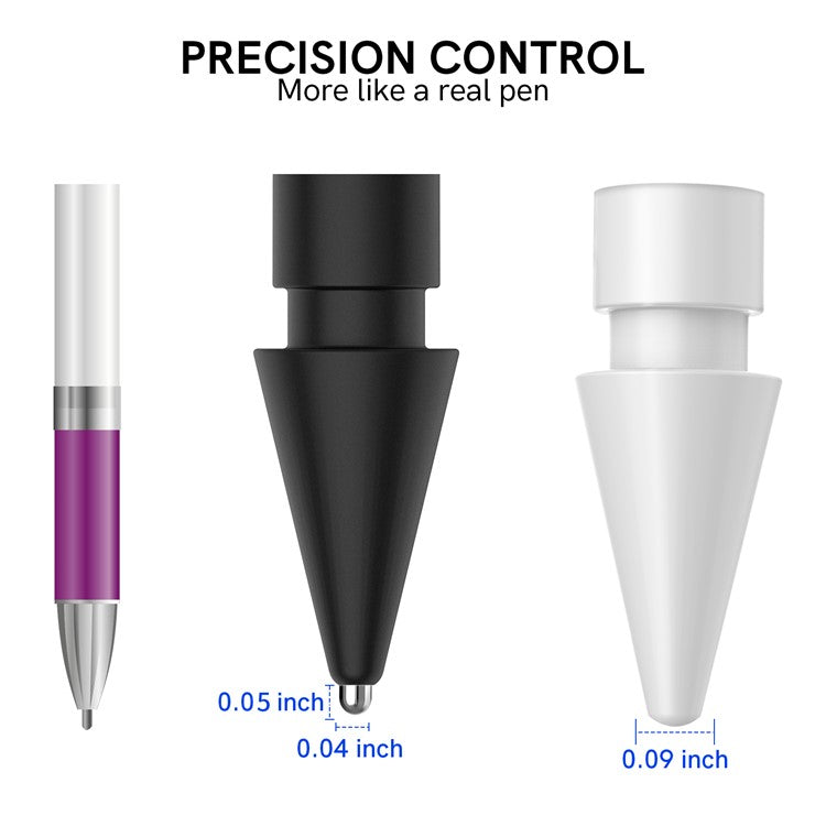 AHASTYLE WG58 For Apple Pencil 2nd / 1st Generation Capacitive Stylus Pen Nib Replacement Touch Screen Pen Tip - Black / 3.5mm Silver Nib