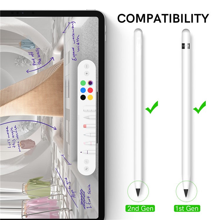AHASTYLE WG58 For Apple Pencil 2nd / 1st Generation Capacitive Stylus Pen Nib Replacement Touch Screen Pen Tip - Black / 4mm Silver Nib