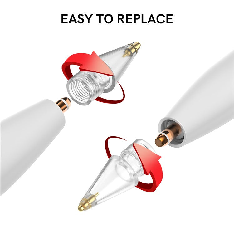 AHASTYLE WG58 For Apple Pencil 2nd / 1st Generation Capacitive Stylus Pen Nib Replacement Touch Screen Pen Tip - Transparent / 3mm Gold Nib