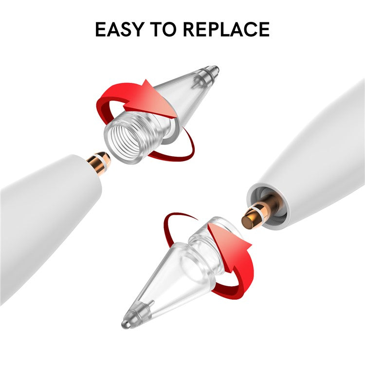 AHASTYLE WG58 For Apple Pencil 2nd / 1st Generation Capacitive Stylus Pen Nib Replacement Touch Screen Pen Tip - Transparent / 3mm Silver Nib