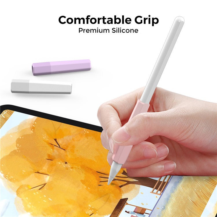 AHASTYLE PT185 3Pcs for Apple Pencil 2nd Generation Sleeve Stylus Pen Grip Silicone Case Gradient Color - White / Purple / Pink
