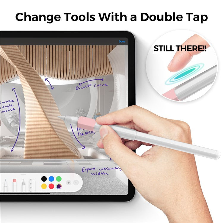 AHASTYLE PT185 3Pcs for Apple Pencil 2nd Generation Sleeve Stylus Pen Grip Silicone Case Gradient Color - Transparent Pink / Purple / Green