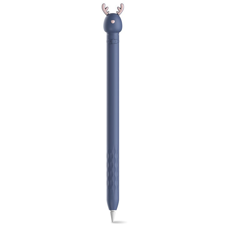 AHASTYLE PT129-1 For Apple Pencil 1st Generation Cartoon Animal Stylus Pen Cover Soft Silicone Protective Sleeve - Dark Blue Deer