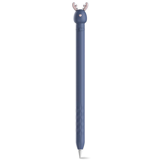 AHASTYLE PT129-1 For Apple Pencil 1st Generation Cartoon Animal Stylus Pen Cover Soft Silicone Protective Sleeve - Dark Blue Deer