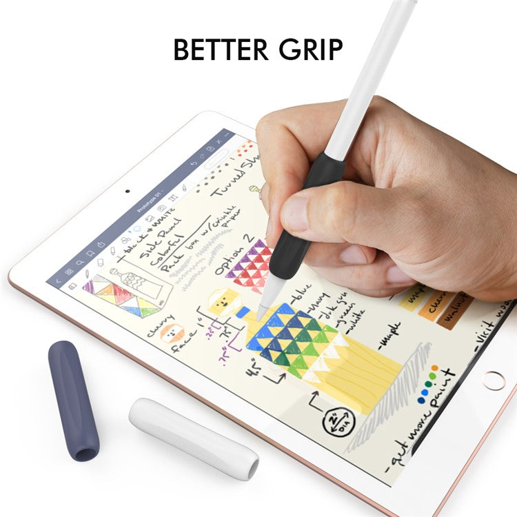 AHASTYLE PT113-1 Silicone Grip for Apple Pencil 1st / 2nd Generation Sleeve, 3Pcs Stylus Pen Case - White / Blue / Black