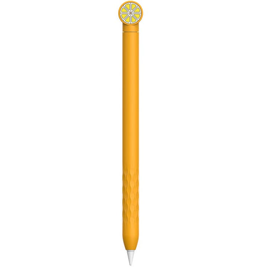 AHASTYLE PT129-2 For Apple Pencil 2nd Generation Cute Cartoon Stylus Pen Cover Soft Silicone Anti-drop Sleeve - Yellow / Orange