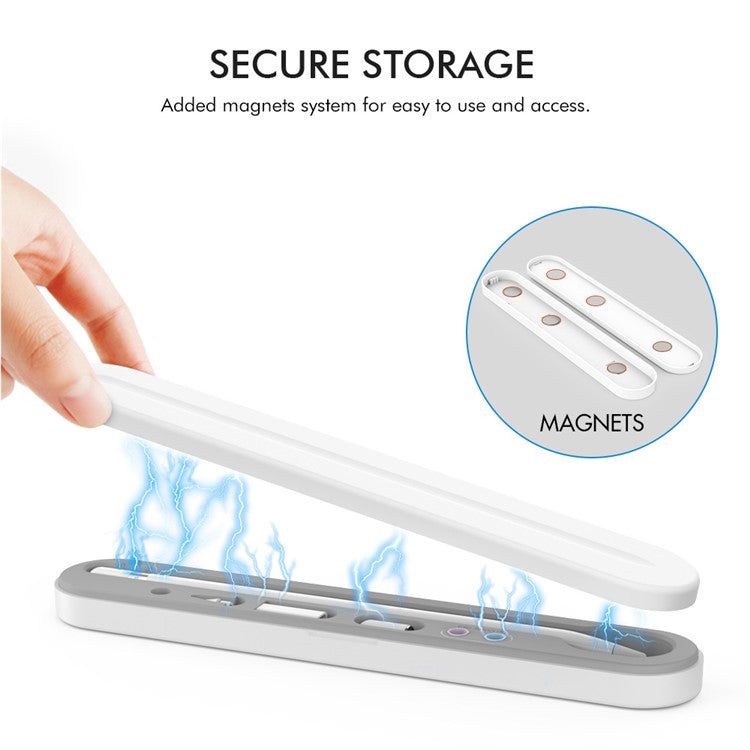 AHASTYLE PT121 Storage Box for Apple Pencil 1st / 2nd Generation Magnetic Stylus Pen Protective Case - Baby Blue / White
