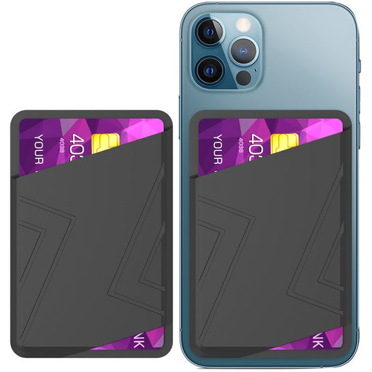 AHASTYLE PT133-C Magnetic Card Holder Silicone Phone Credit Card Sleeve Pocket - Black