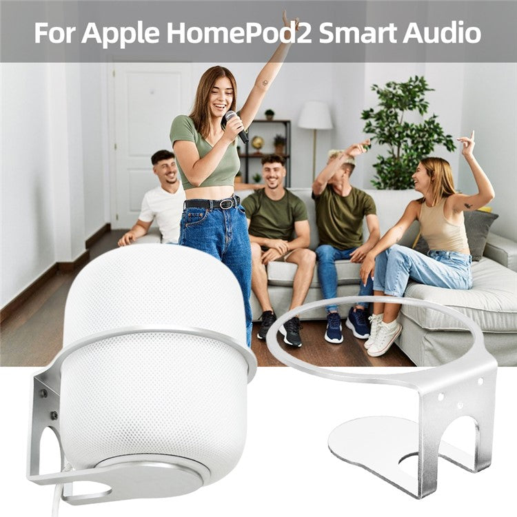 For Apple HomePod 2 2023 Speaker Aluminum Alloy Wall Hanger Wall-Mounted Hanging Holder Mounting Bracket - Silver