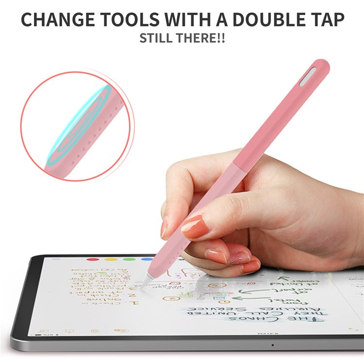 AHASTYLE PT182 Silicone Stylus Pen Cover for Apple Pencil Pro / Pencil (2nd Generation) Color Splicing Retro Capacitive Stylus Sleeve - Pink
