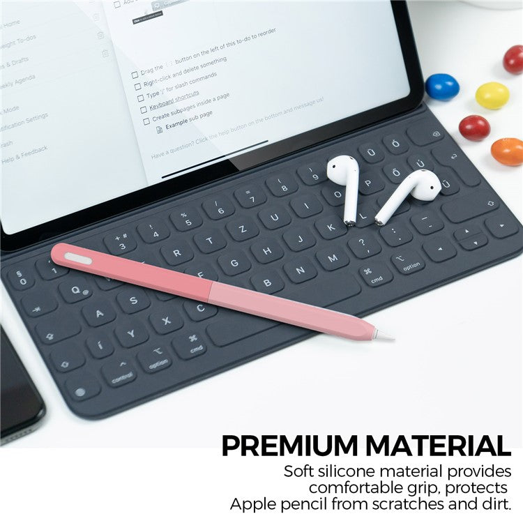 AHASTYLE PT182 Silicone Stylus Pen Cover for Apple Pencil Pro / Pencil (2nd Generation) Color Splicing Retro Capacitive Stylus Sleeve - Pink